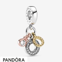 Women's Pandora Triple Monogram And Logo Dangle Charm Jewelry Women's Pandora Triple Monogram And Logo Dangle Charm Jewelry