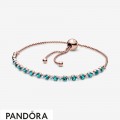 Women's Pandora Turquoise Sparkling Slider Tennis Bracelet Jewelry