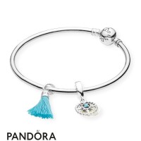 Women's Pandora Turquoise Tassel And Compass Bangle Set Jewelry Women's Pandora Turquoise Tassel And Compass Bangle Set Jewelry