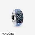 Women's Pandora Wavy Dark Blue Murano Glass Ocean Charm Jewelry