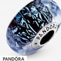 Women's Pandora Wavy Dark Blue Murano Glass Ocean Charm Jewelry