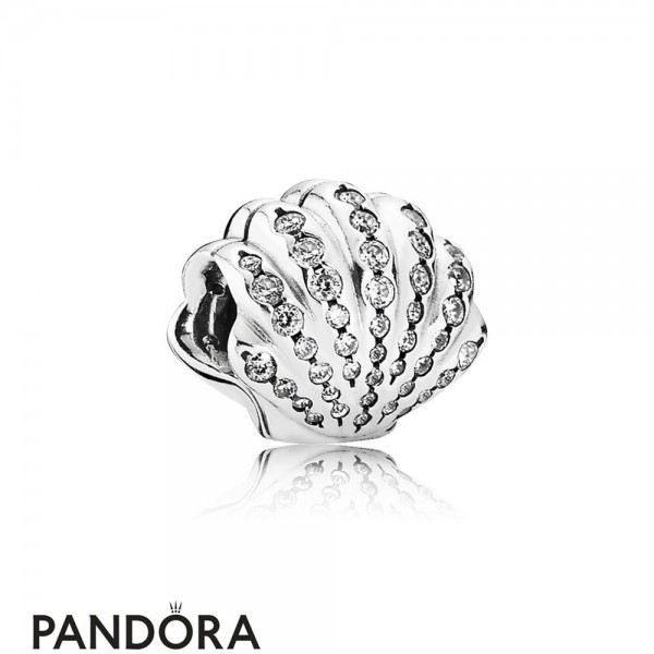 Pandora Disney Charms Ariel's Shell Charm Clear Cz Jewelry