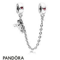 Women's Pandora Disney Climbing Mickey Safety Chain Red Cz Jewelry