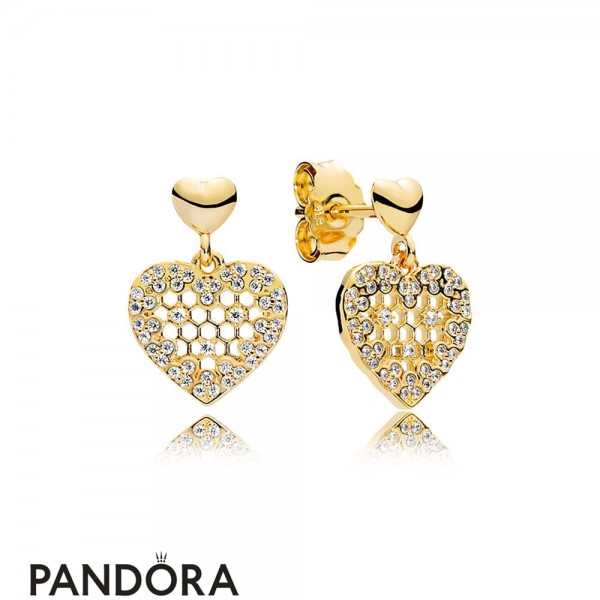 Pandora Shine Honeycomb Lace Earring Studs Jewelry