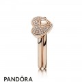 Women's Pandora Inspiration Blushing Rose Puzzle Ring Stack Jewelry