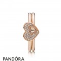 Women's Pandora Inspiration Blushing Rose Puzzle Ring Stack Jewelry