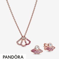 Women's Pandora Pink Fan Collier Necklace & Earring Set Jewelry Women's Pandora Pink Fan Collier Necklace & Earring Set Jewelry