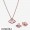 Women's Pandora Pink Fan Collier Necklace & Earring Set Jewelry