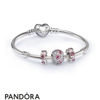 Women's Pandora Pink Heart Pave Ball Charm Bracelet Set Jewelry Women's Pandora Pink Heart Pave Ball Charm Bracelet Set Jewelry