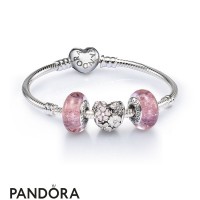 Women's Pandora Poetic Blooms Openwork Heart Charm Bracelet Set Jewelry Women's Pandora Poetic Blooms Openwork Heart Charm Bracelet Set Jewelry