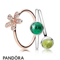Pandora Rose Daisy And Peridot Ring Stack Jewelry Pandora Rose Daisy And Peridot Ring Stack Jewelry