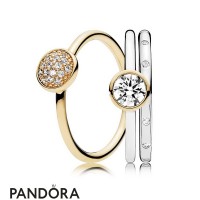 Women's Pandora Two Tone Dazzling Circle Ring Stack Jewelry Women's Pandora Two Tone Dazzling Circle Ring Stack Jewelry