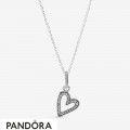 Women's Pandora Glittering Heart Pendant Necklace Jewelry