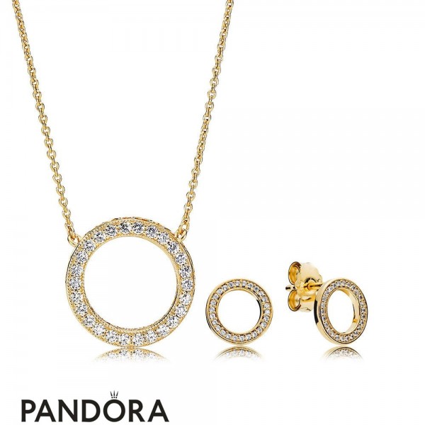 Triple Stone Heart Station Necklace and Earring Set | Sterling silver |  Pandora US