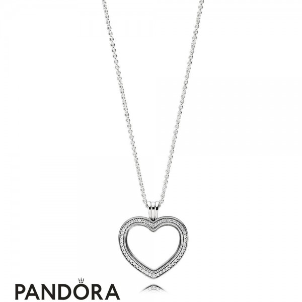 Women's Pandora Sparkling Pandora Floating Heart Locket Necklace With  Pendant Jewelry-Official Pandora Charms Website