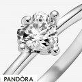 Women's Pandora Colorless Heart Solitaire Rings Jewelry