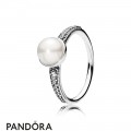 Pandora Rings Elegant Beauty Ring White Pearl Jewelry