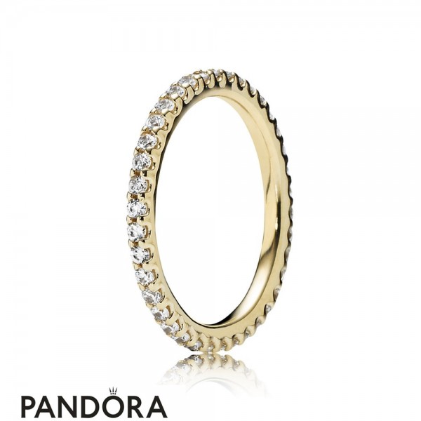 Pandora Rings Forever Pave Stackable Ring 14K Gold Jewelry