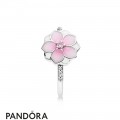 Pandora Rings Magnolia Bloom Ring Pale Cerise Enamel Pink Cz Jewelry