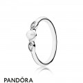 Pandora Rings Petite Luminous Leaves Ring White Pearl Jewelry