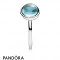 Pandora Rings Poetic Droplet Ring Aqua Blue Crystal Jewelry